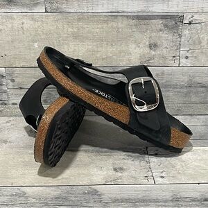 BIRKENSTOCK Gizeh Big Buckle Slide Sandal - Black - Sz - 7-7.5 .US/38 .EU